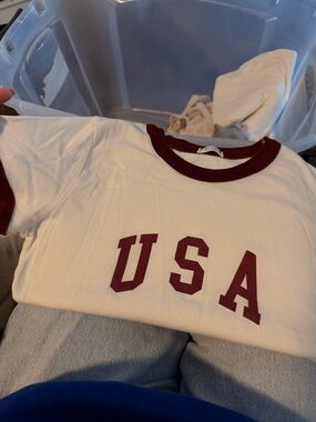 Brandy Melville Hailie USA Tee - red and white